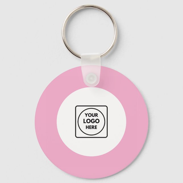 Blush Pink Logo QR Code Promo Keychains (Front)