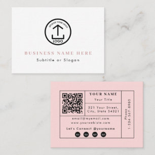 Blush Pink Logo QR Code Social Media Contact Business Card