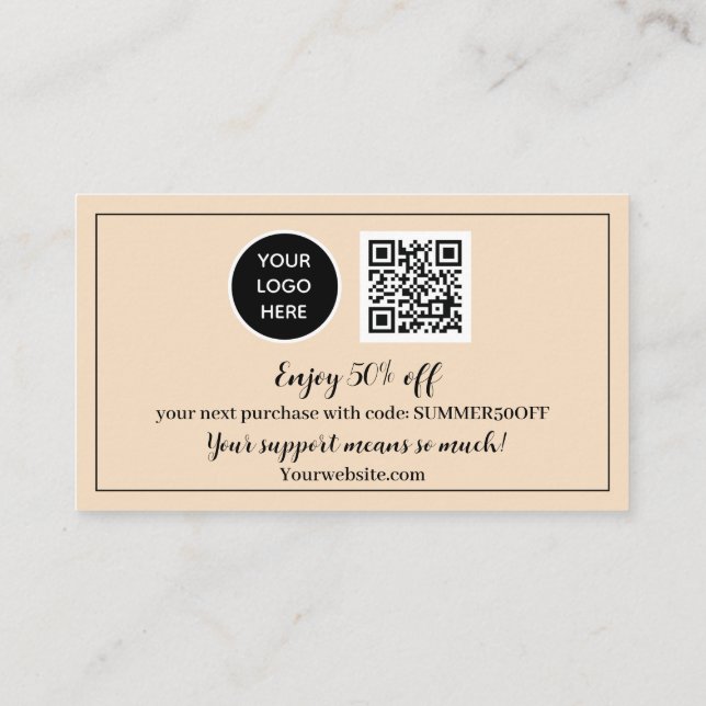 Blush Pink Logo Thank you Business Reward Punch Loyalty Card (Back)