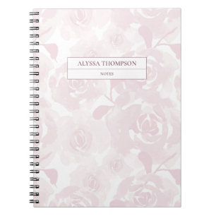 Blush Pink Loose Watercolor Flowers Personalised Notebook