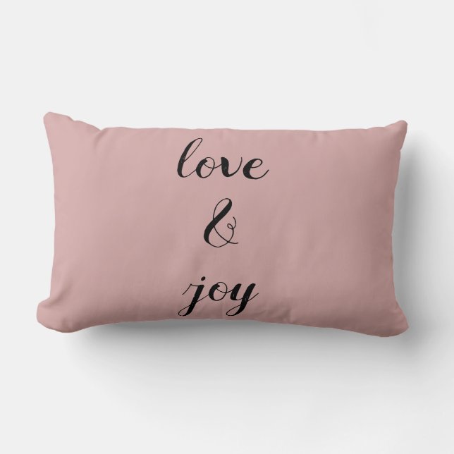 Blush Pink Love and Joy Lumbar Cushion (Front)