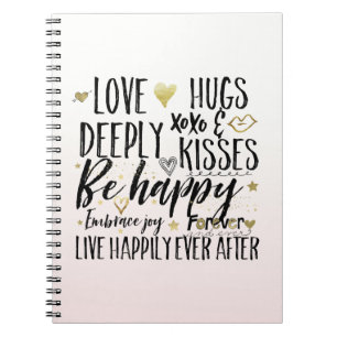 Blush Pink Love Hugs XOXO Kisses Happy Heart Notebook