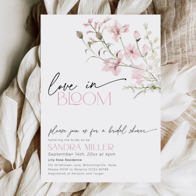 Blush Pink Love in Bloom Wildflower Bridal Shower Invitation (Creator Uploaded)