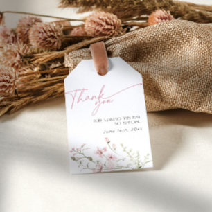 Blush Pink Love is in Bloom Wildflower Thank You Gift Tags