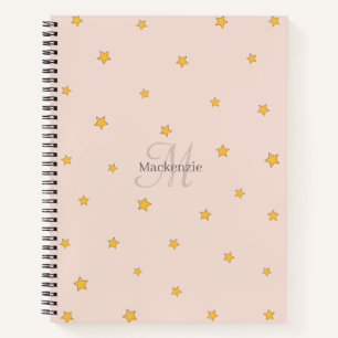 Blush Pink Lucky Stars Monogram Spiral Notebook
