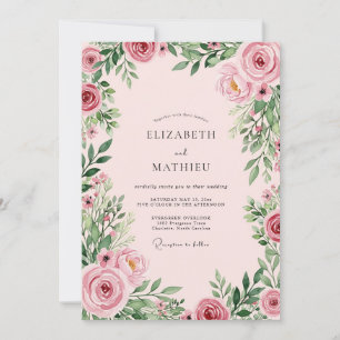 Blush Pink Luminous Botanical Wedding Invitation