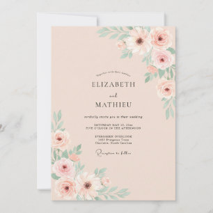 Blush Pink Lush Floral Wedding Invitation