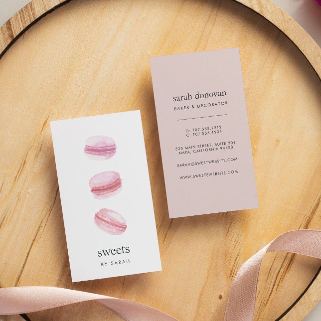Blush Pink Macarons Business Card (Creator Uploaded)