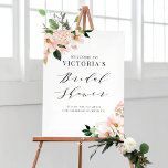 Blush Pink Magnolias Floral Bridal Shower Welcome Poster<br><div class="desc">Welcome guests to your event with this customisable bridal shower welcome sign. It features blush pink magnolias and hydrangeas with faux rose gold foil accents. Personalise by adding your event details. This floral bridal shower welcome sign is perfect for spring and fall bridal showers.</div>