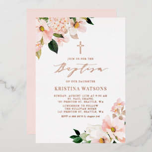 Blush Pink Magnolias Hydrangeas Rose Gold Baptism