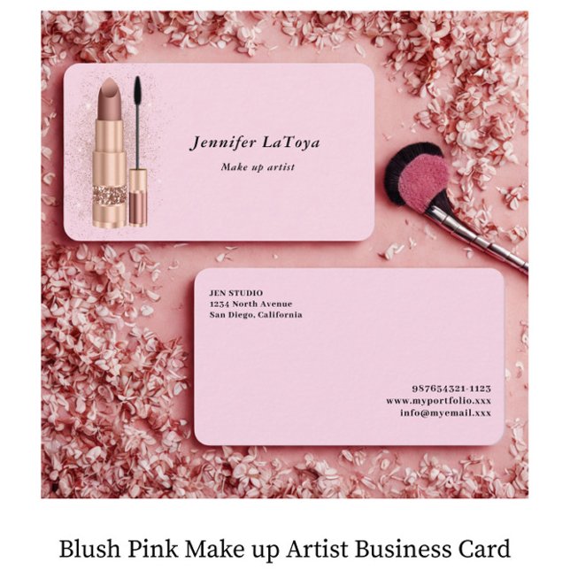 Blush Pink Make up Artist  Business Card (Creator Uploaded)