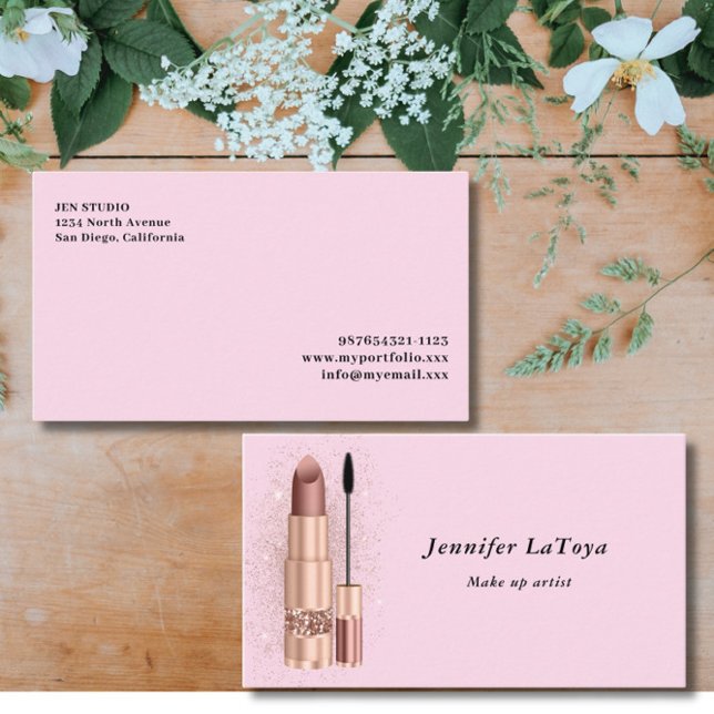 Blush Pink Make up Artist  Business Card (Creator Uploaded)