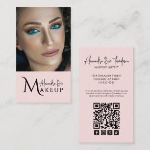 Blush Pink Makeup Artist Qr Code Social Icon Business Card