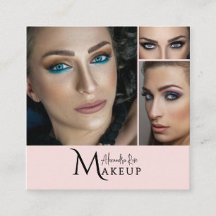 Blush Pink Makeup Artist Qr Code Social Icon Square Business Card