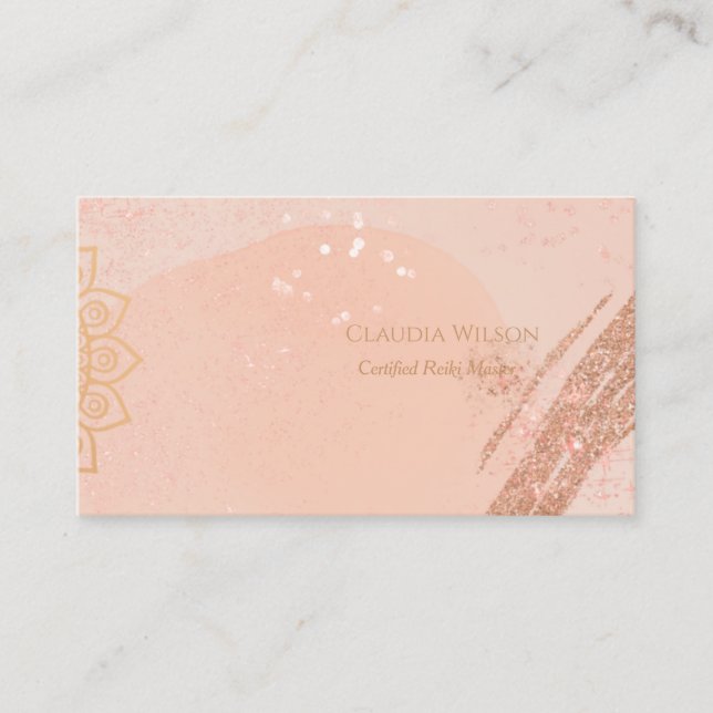 Blush Pink Mandala Reiki Spiritual Energy Healer  Business Card (Front)
