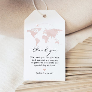Blush Pink Map Travel Adventure Thank You Favour Gift Tags