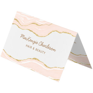 Blush Pink Marble Agate Gold Glitter Business Card
