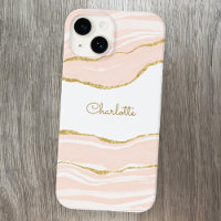 Blush Pink Marble Agate Gold Glitter Personalised