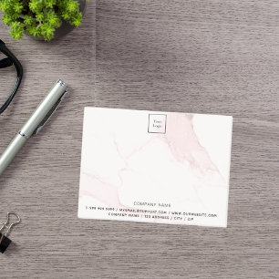 Blush pink marble business logo post-it notes