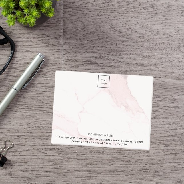 Blush pink marble business logo post-it notes (Creator Uploaded)