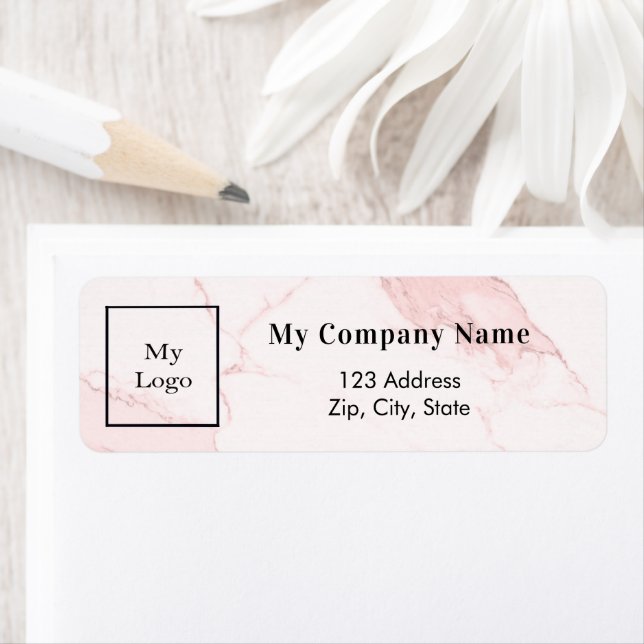 Blush pink marble business logo return address (Insitu)