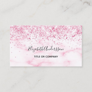 Blush pink marble confetti QR code Business Card