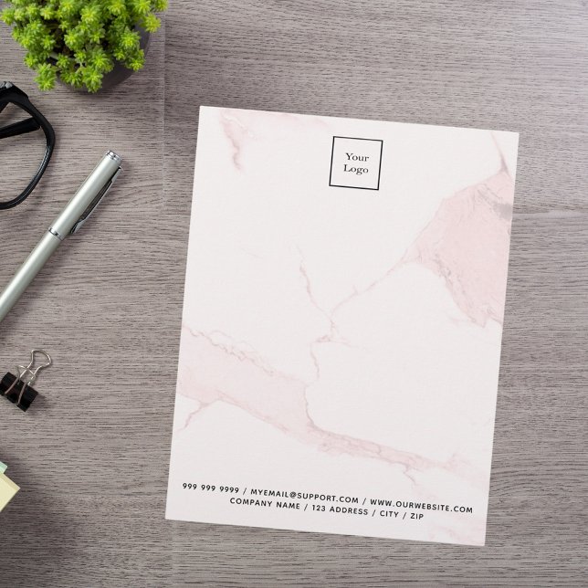 Blush pink marble elegant business logo custom letterhead (Creator Uploaded)