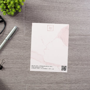 Blush pink marble elegant business logo QR code Custom Letterhead