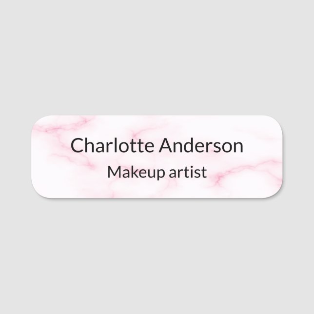 Blush pink marble elegant business name tag (Front)