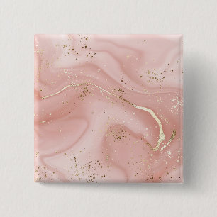 Blush Pink Marble Gold Glitter Abstract Pattern 15 Cm Square Badge
