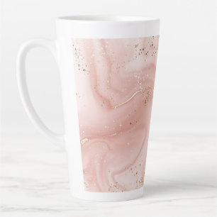 Blush Pink Marble Gold Glitter Abstract Pattern Latte Mug