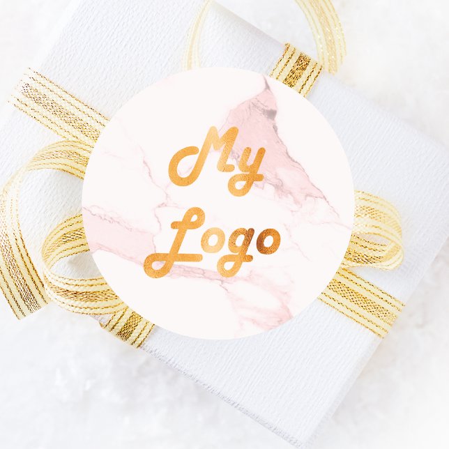 Blush pink marble image business logo classic round sticker (Creator Uploaded)