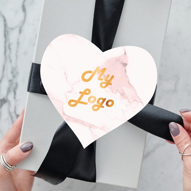 Blush pink marble image business logo heart sticker (Creator Uploaded)