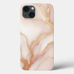 Blush Pink Marble iPhone 13 Case with Gold Veins