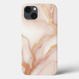 Blush Pink Marble iPhone 13 Case with Gold Veins