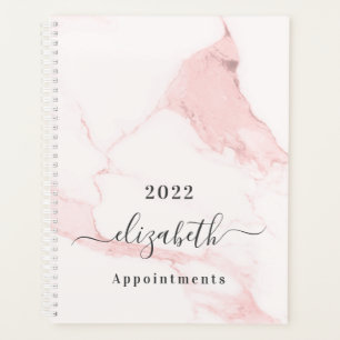 Blush pink marble name elegant business 2026 planner