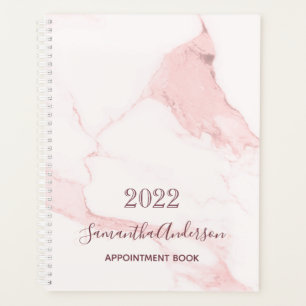 Blush pink marble name elegant business 2026 planner
