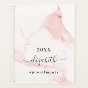 Blush pink marble name elegant business 2026 planner