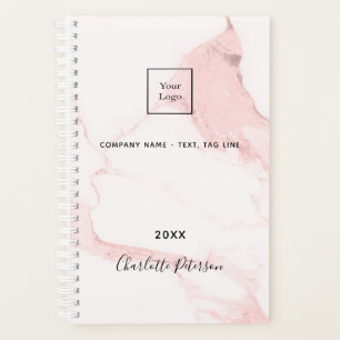 Blush pink marble name elegant business logo planner