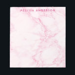 Blush pink marble name monogram notepad<br><div class="desc">Elegant marble in soft pastels of white and light pink.  Personalise and add a name or text,  pink letters.</div>