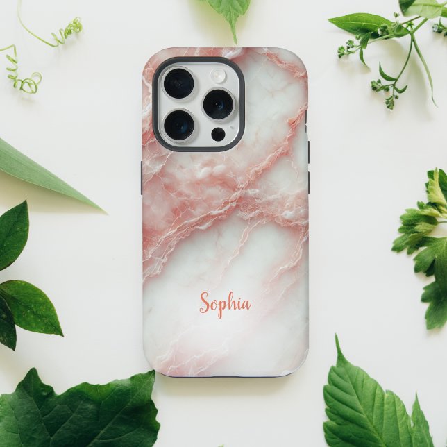 Blush Pink Marble Personalised iPhone Case  (Creator Uploaded)