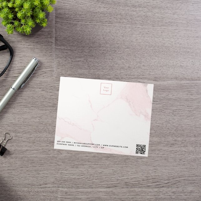 Blush pink marble QR code business logo Notepad (Creator Uploaded)