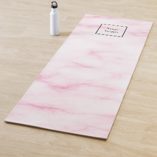 Blush pink marble studio business logo yoga mat