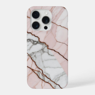 Blush Pink Marble with Copper Accents iPhone 15 Pro Case