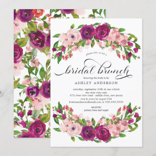 Blush Pink & Marsala Floral Bridal Shower Brunch Invitation