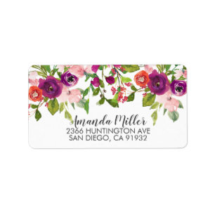 Blush Pink & Marsala Floral Return Address Label