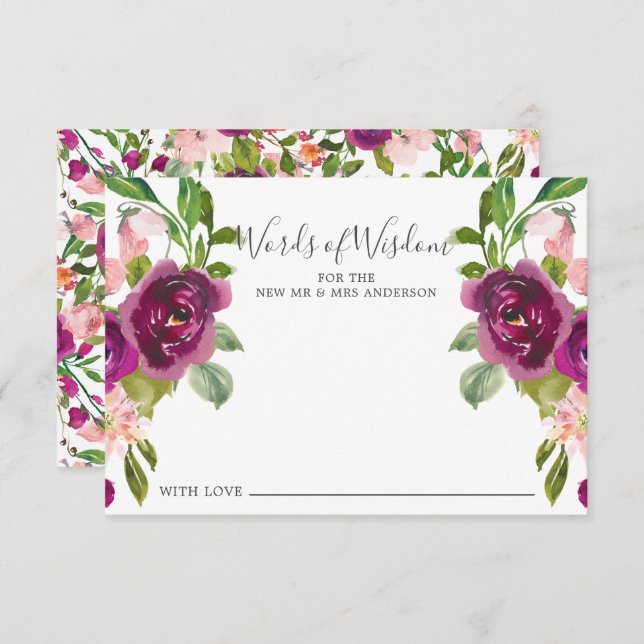 Blush Pink & Marsala Floral Words of Wisdom Card (Front/Back)