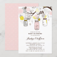Blush Pink Mason Jars Floral Baby Blessing