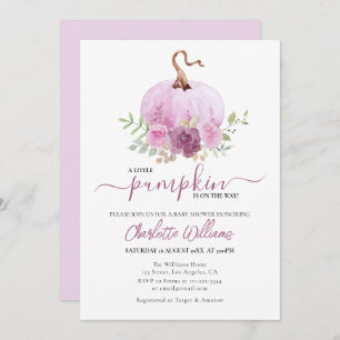 Blush Pink Mauve Dusty Little Pumpkin Baby Shower Invitation