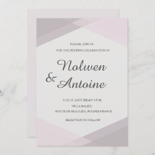 Blush pink mauve geometric elegant modern wedding invitation